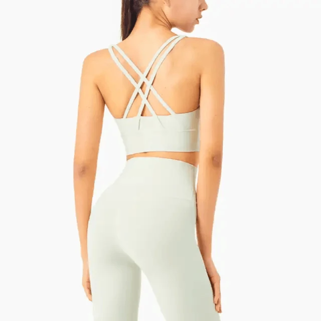New High Quality Fabric Nylon Breathable Women Yoga Tops Bra Solid Color And Sports Wear Outdoor Exercise Clothes For Ladies